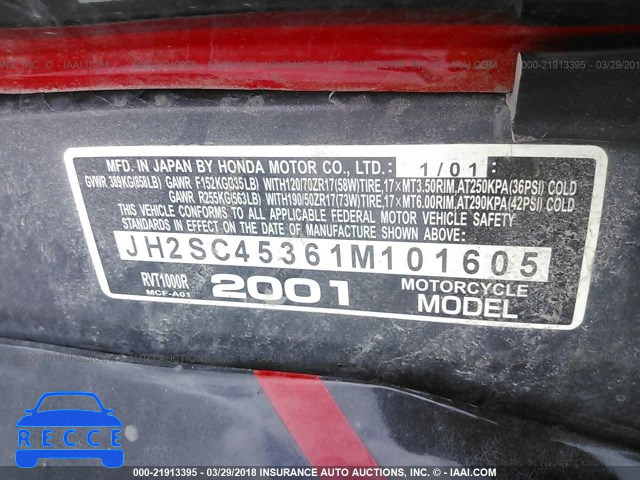 2001 HONDA RVT1000 R JH2SC45361M101605 Bild 9