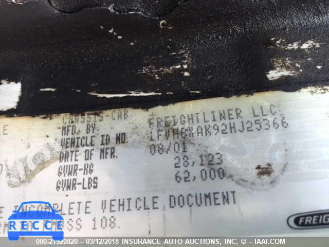 2002 FREIGHTLINER FL80 FL80 1FVHBXAK92HJ25366 image 9