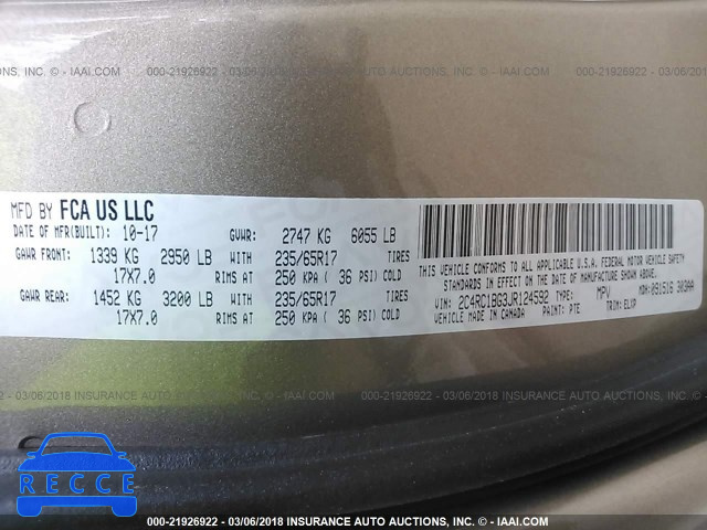 2018 CHRYSLER PACIFICA TOURING L 2C4RC1BG3JR124592 image 8