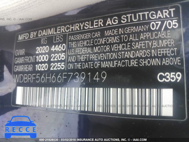 2006 MERCEDES-BENZ C 350 WDBRF56H66F739149 image 8