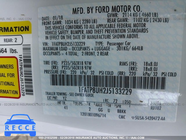 2018 FORD MUSTANG 1FATP8UH2J5133229 image 8