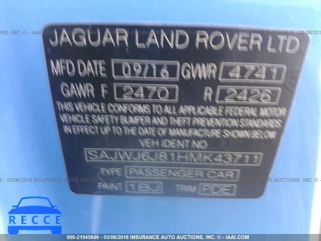 2017 JAGUAR F-TYPE SVR SAJWJ6J81HMK43711 зображення 8