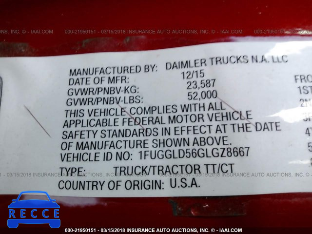 2016 FREIGHTLINER CASCADIA 125 1FUGGLD56GLGZ8667 image 9