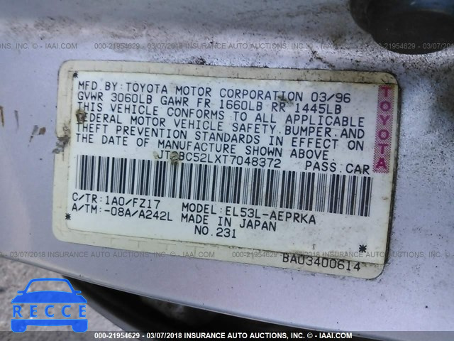 1996 TOYOTA TERCEL DX JT2BC52LXT7048372 image 8
