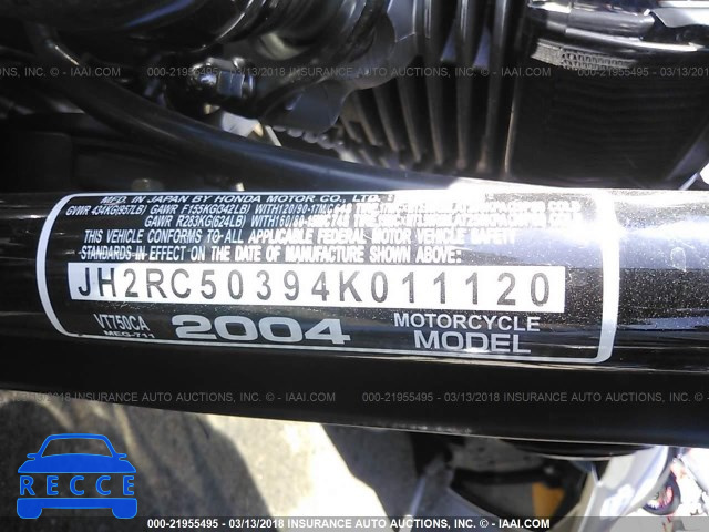 2004 HONDA VT750 CA JH2RC50394K011120 зображення 9