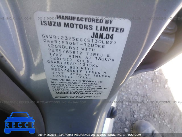 2004 ISUZU AXIOM XS 4S2DE58Y644601734 зображення 8