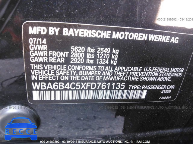 2015 BMW 650 XI/GRAN COUPE WBA6B4C5XFD761135 image 8