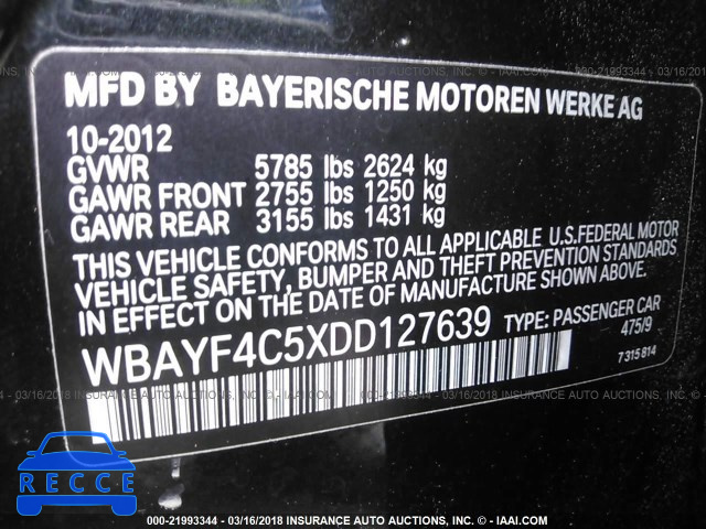 2013 BMW 740 LXI WBAYF4C5XDD127639 image 8