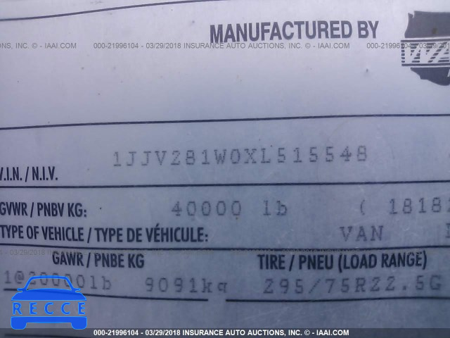 1999 WABASH NATIONAL CORP VAN 1JJV281W0XL515548 image 8