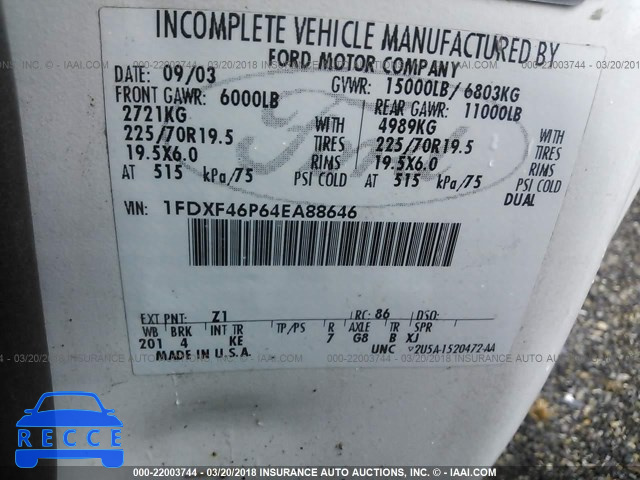 2004 FORD F450 SUPER DUTY 1FDXF46P64EA88646 image 9