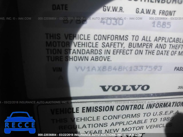 1989 VOLVO 244 DL/GL YV1AX8848K1337593 image 8