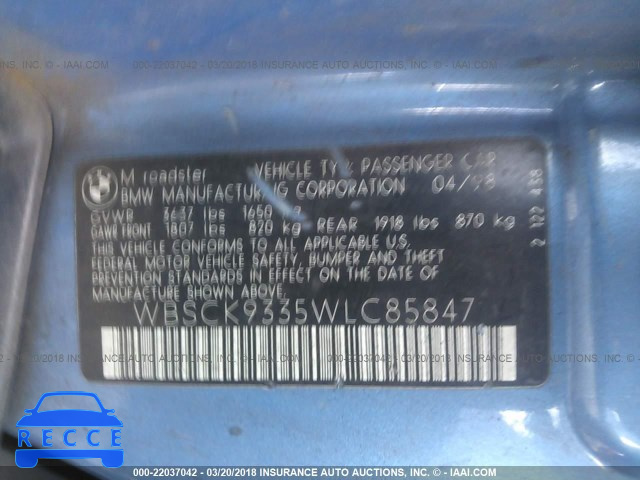 1998 BMW M ROADSTER WBSCK9335WLC85847 image 8