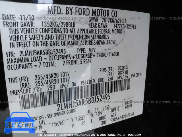 2011 LINCOLN MKT 2LMHJ5AR5BBJ52495 image 8