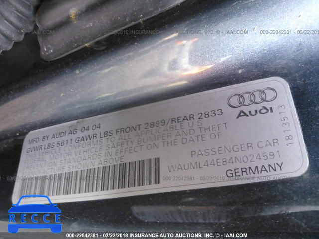 2004 AUDI A8 L QUATTRO WAUML44E84N024591 зображення 8