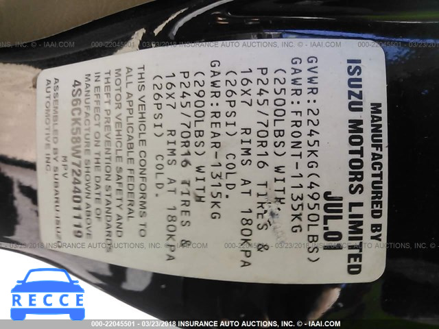 2002 HONDA PASSPORT EX/LX 4S6CK58W724401119 image 8