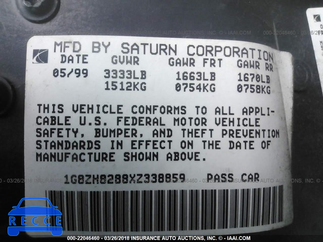 1999 SATURN SW1 1G8ZH8288XZ338859 image 8