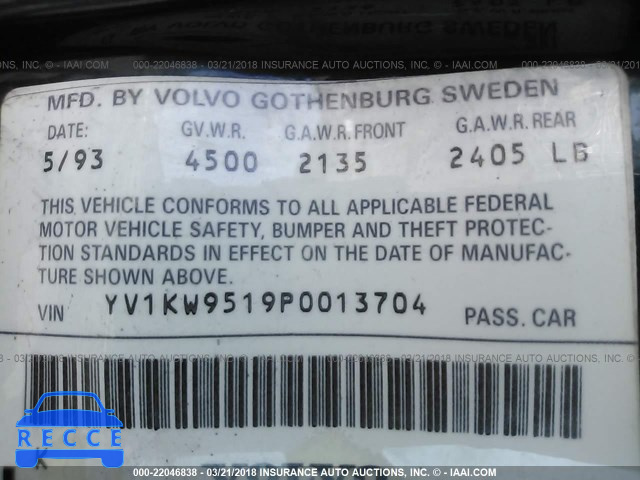 1993 VOLVO 960 YV1KW9519P0013704 Bild 8