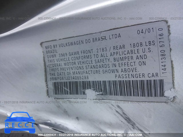2001 VOLKSWAGEN GTI GLX 9BWPG61J214065288 image 8