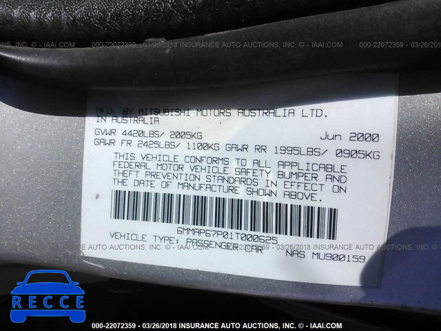 2001 MITSUBISHI DIAMANTE LS 6MMAP67P01T000625 image 8