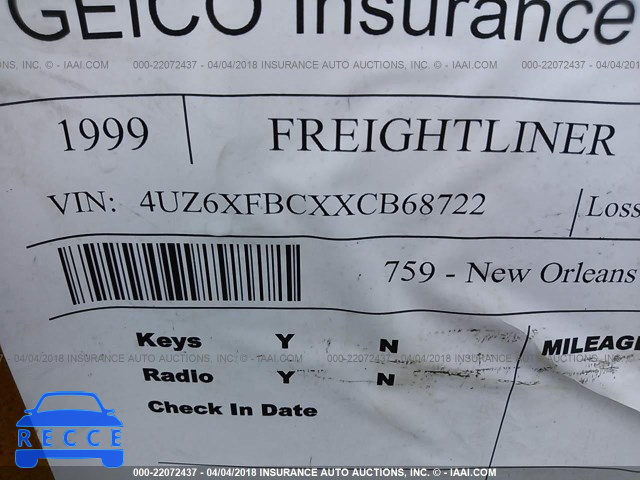 1999 FREIGHTLINER CHASSIS X LINE MOTOR HOME 4UZ6XFBCXXCB68722 image 8