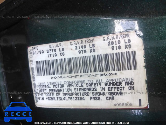 1990 SAAB 900 YS3AL75L4L7013264 Bild 8
