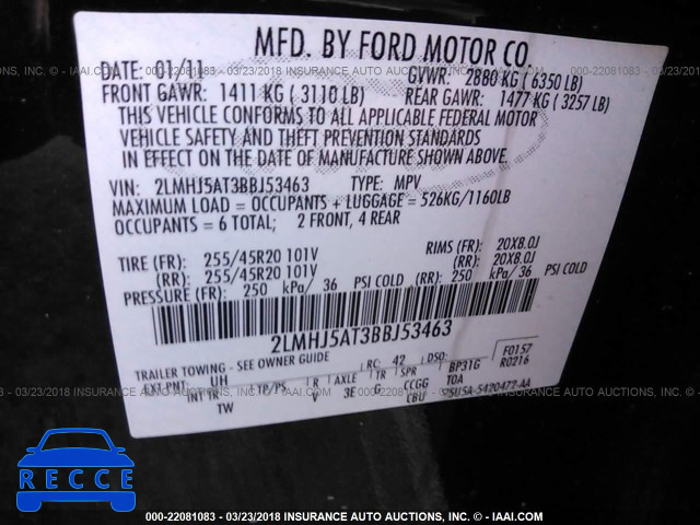 2011 LINCOLN MKT 2LMHJ5AT3BBJ53463 image 8
