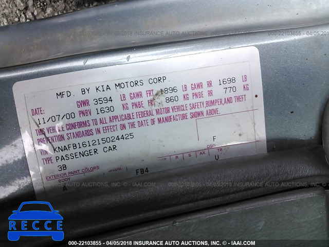2001 KIA SPECTRA GS/GSX KNAFB161215024425 image 8
