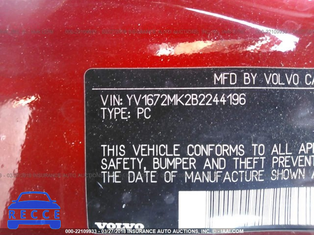 2011 VOLVO C30 T5 YV1672MK2B2244196 image 8