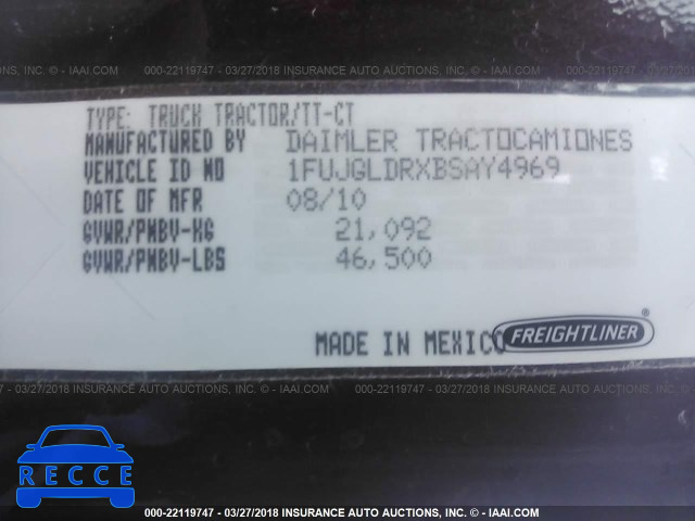 2011 FREIGHTLINER CASCADIA 125 1FUJGLDRXBSAY4969 image 9