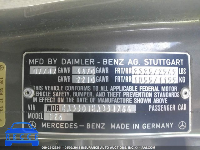 1987 Mercedes-benz 420 SEL WDBCA35D1HA354766 image 8