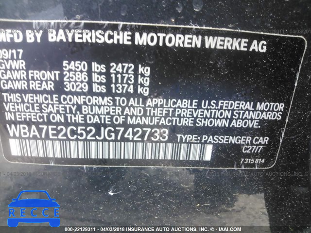 2018 BMW 740 I WBA7E2C52JG742733 Bild 8