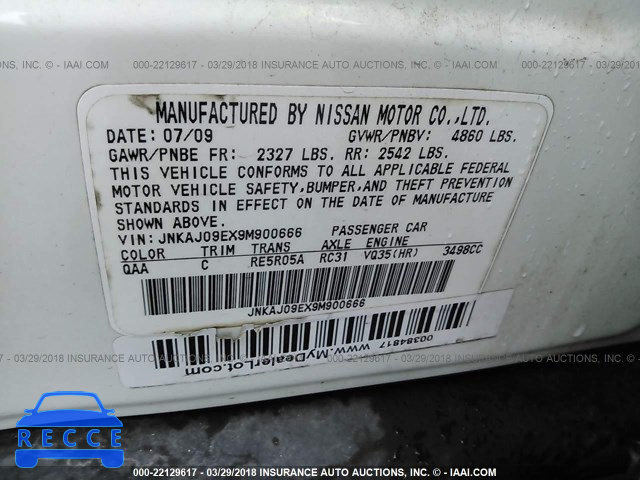 2009 INFINITI EX35 JOURNEY JNKAJ09EX9M900666 image 8