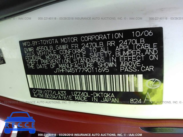 2007 LEXUS SC 430 JTHFN45Y779011695 image 8