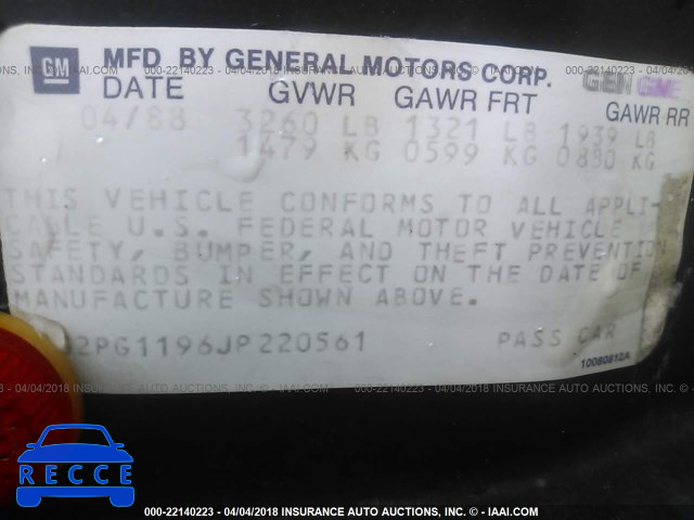 1988 PONTIAC FIERO GT 1G2PG1196JP220561 Bild 8