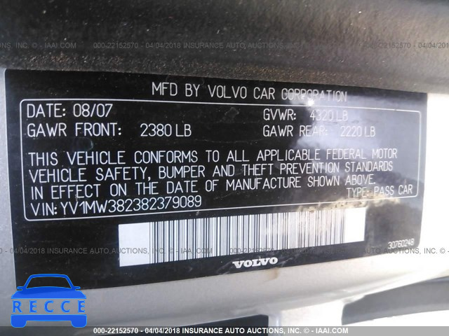 2008 VOLVO V50 2.4I YV1MW382382379089 image 8