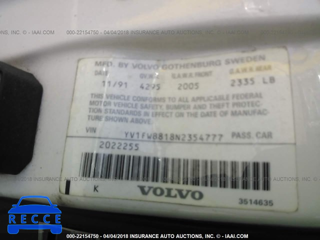 1992 VOLVO 740 YV1FW8818N2354777 зображення 8