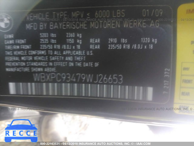 2009 BMW X3 XDRIVE30I WBXPC93479WJ26653 image 8