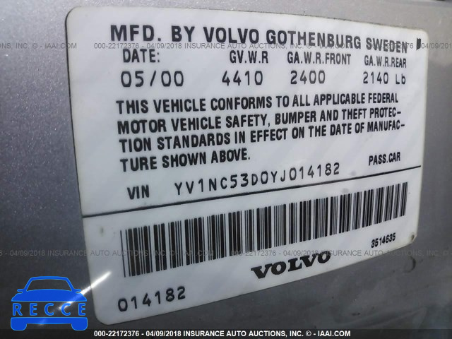 2000 VOLVO C70 TURBO YV1NC53D0YJ014182 image 8
