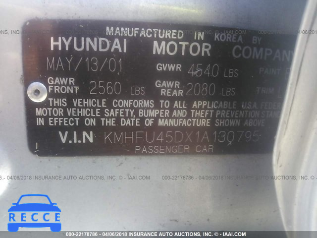 2001 HYUNDAI XG 300 KMHFU45DX1A130795 image 8