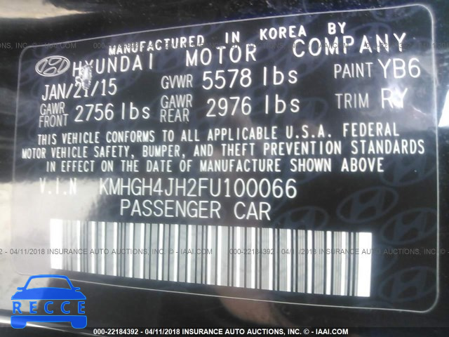 2015 HYUNDAI EQUUS SIGNATURE/ULTIMATE KMHGH4JH2FU100066 Bild 8