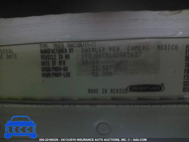2010 FREIGHTLINER COLUMBIA COLUMBIA 1FUJA6CK1ADAR5627 image 9