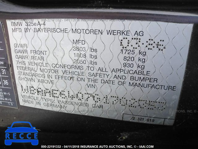 1986 BMW 325 E AUTOMATICATIC WBAAE6407G1702353 image 8