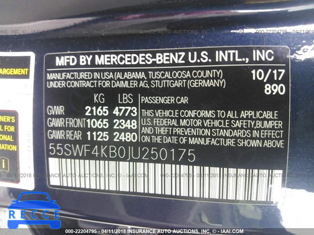 2018 MERCEDES-BENZ C 300 4MATIC 55SWF4KB0JU250175 зображення 8