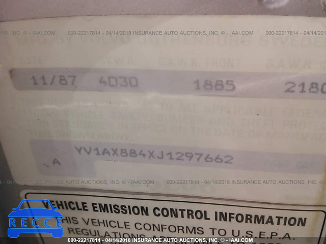 1988 VOLVO 244 DL/GL YV1AX884XJ1297662 image 8