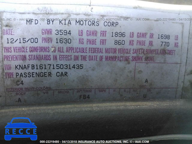 2001 KIA SPECTRA GS/GSX KNAFB161715031435 image 8