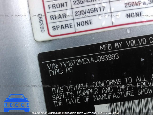 2010 VOLVO C70 T5 YV1672MCXAJ093993 image 8