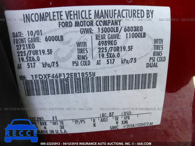 2002 FORD F450 SUPER DUTY 1FDXFY6F12EB18558 image 9