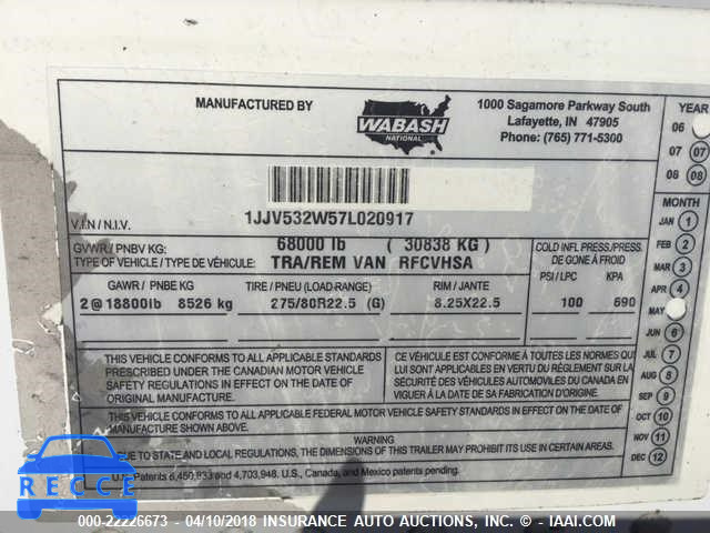 2007 WABASH NATIONAL CORP REEFER 1JJV532W57L020917 image 6
