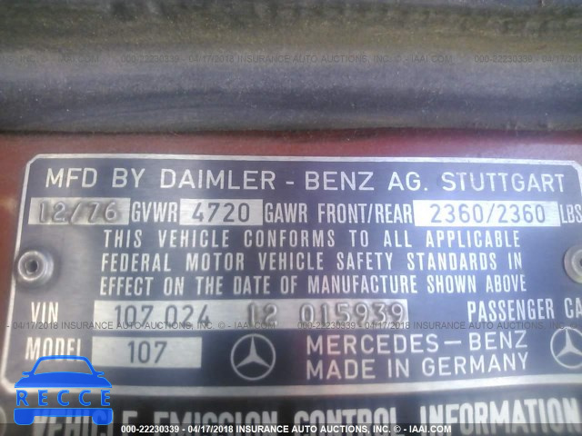 1977 MERCEDES 450 SL C 10702412015939 Bild 8