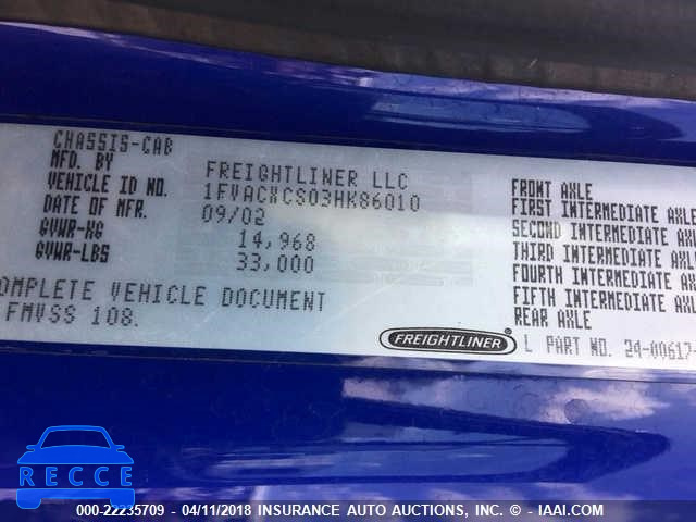 2003 FREIGHTLINER M2 106 MEDIUM DUTY 1FVACXCS03HK86010 Bild 7